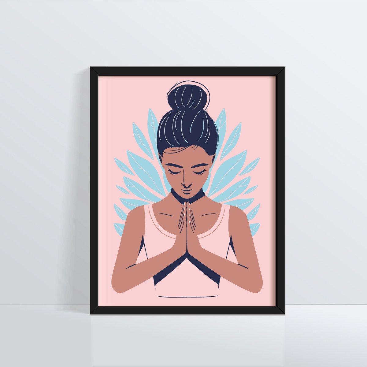 Yoga Poster Anjali Mudra houding Large 50x70 cm - Yoga decoratie, Wanddecoratie - Meditatie Muurkunst - Yoga poster - Perfect voor Yogastudio's en Meditatieruimte