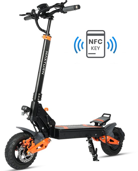 MAXTURN X1 - Elektrische Step – 749Wh Batterij – 50km Actieradius – 500W Motor – NFC Sleutel/Wachtwoord – 10" Tubeless Banden – Voor- en Achter Schijfremmen – Opvouwbaar & Lichtgewicht – LED Display – Richtingaanwijzers Links/Rechts – Oranje & Zwart