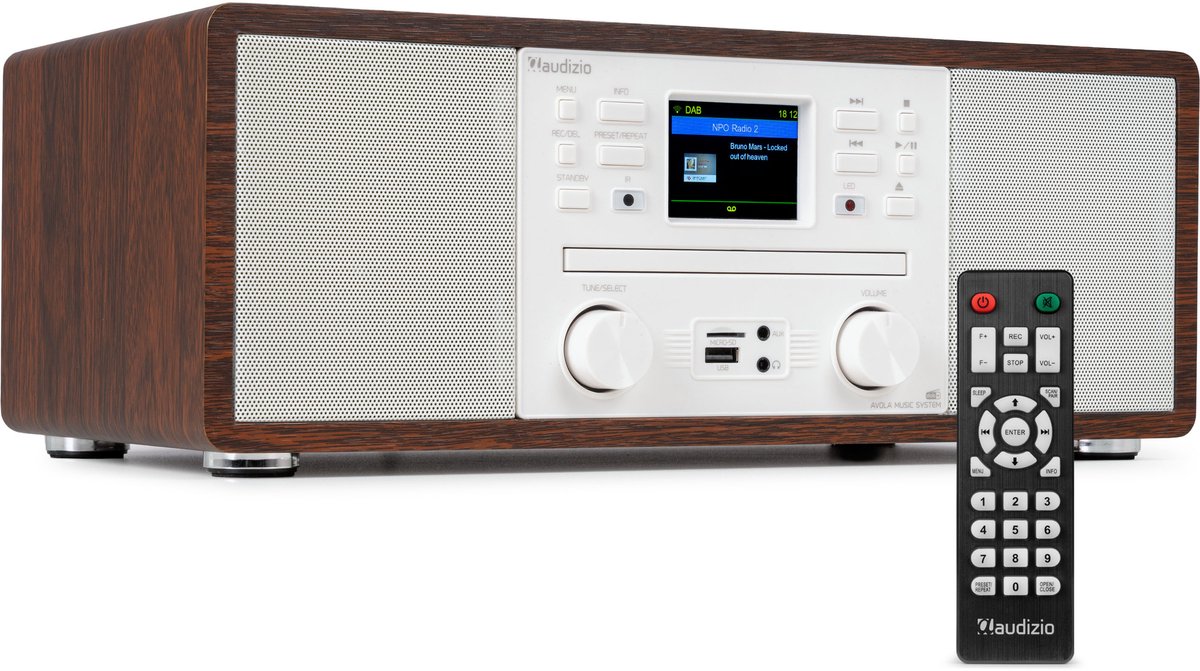 Internetradio - Audizio Avola alles-in-één radio met Bluetooth - DAB+/FM - CD speler - Wit