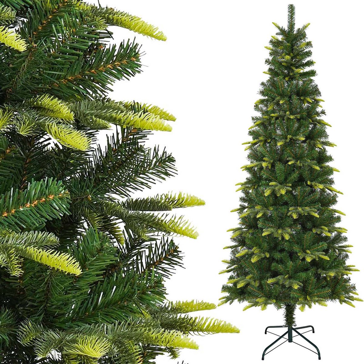 Uten Smalle Kerstboom - Kunstkerstboom - H225 x Ø90 cm - 800 Takken - Groen