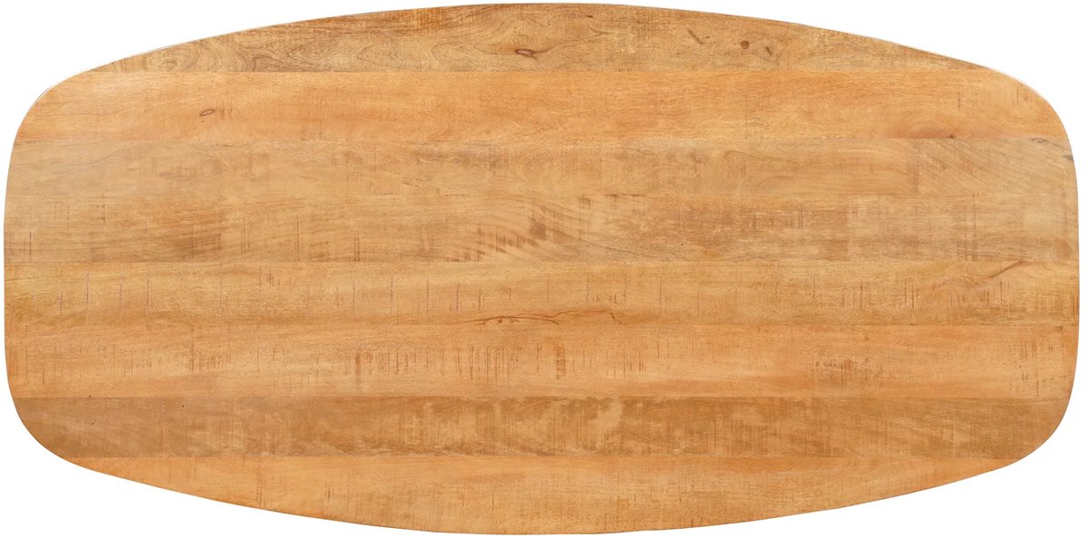 Sfeerwonen Enzo Tafelblad Deens Ovaal 240 x 110 cm – Mangohout Naturel Bruin – Massief Hout – Schuine Rand (Swiss Edge) 5 cm – Zonder Onderstel