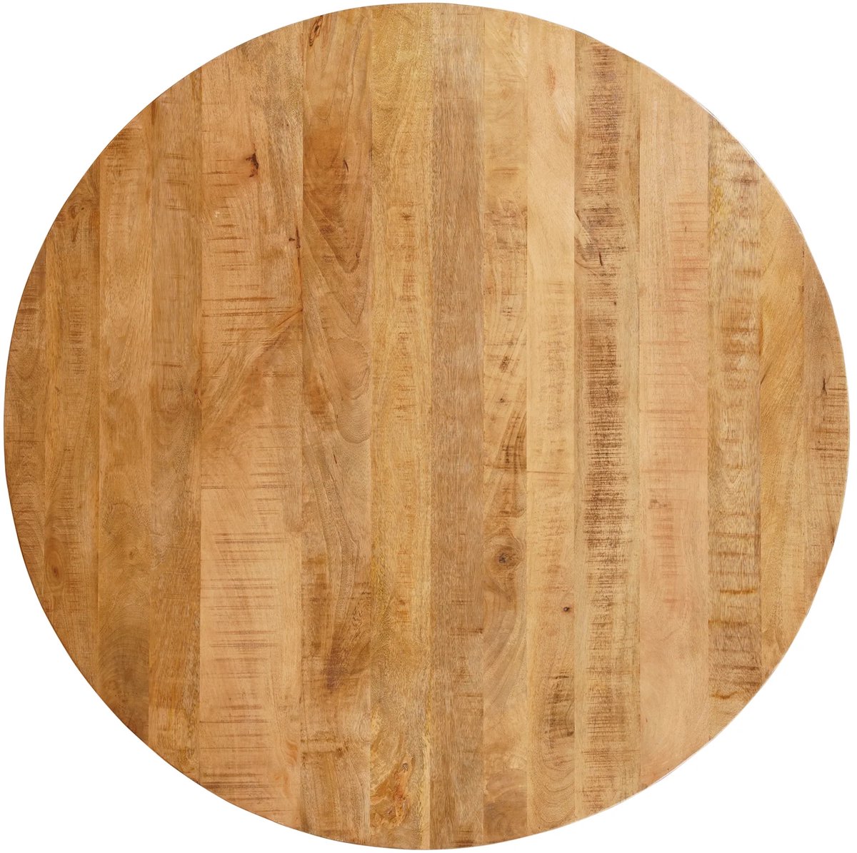 Sfeerwonen Enzo Tafelblad Rond 140 cm Ø – Mangohout Naturel Bruin – Massief Hout – Schuine Rand Swiss Edge 5 cm – Zonder Onderstel