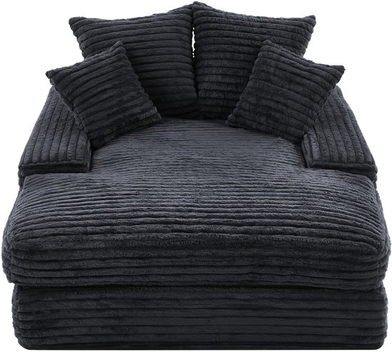 Foto: Luxe cord bank modern design 4 kussens ultra zacht multifunctionele slaapbank zonder montage direct te gebruiken als bank of bed ruimtebesparend voor woonkamer appartement grijs