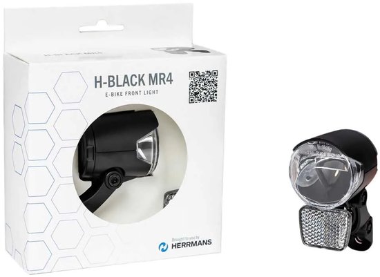 Herrmans H-Black MR4 Fietskoplamp – 35 Lux – LED – Naafdynamo 6V – 18 m Lichtbereik – Zwart — afbeelding 3