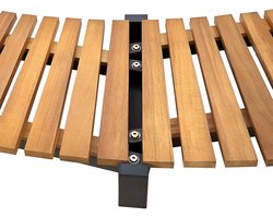 Whirlpool Bekleding Ronde Zwembadomranding met Opbergruimte – Bruin Acaciahouten Spa Omranding met Sterk Metalen Frame – Weerbestendig en Onderhoudsvriendelijk, 273 x 53 cm – Novihome