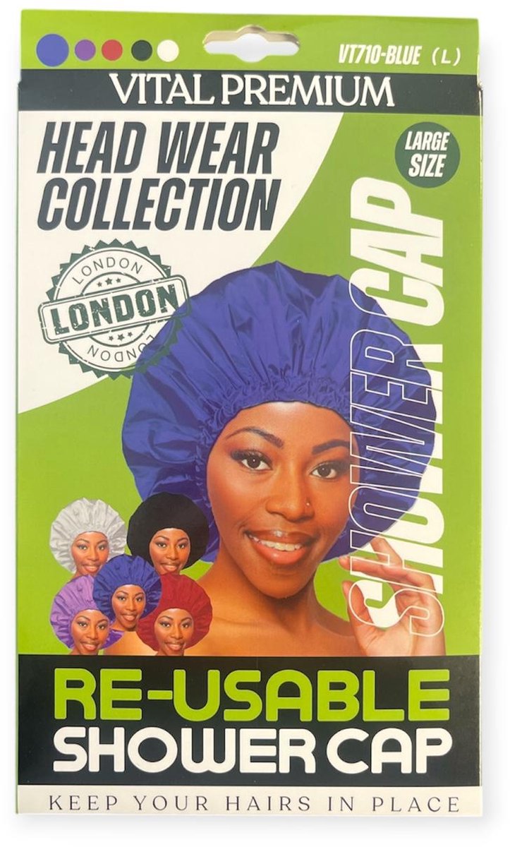 Vital Premium Re-Usable Shower Cap –BLUE (Large Size)