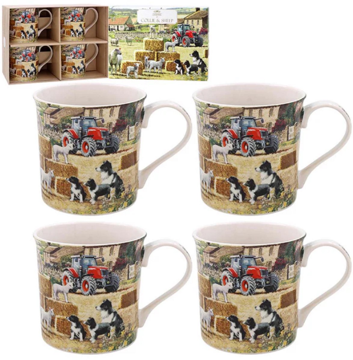 Mokkenset - cadeauset - schaap en collie - boerderij - set van 4