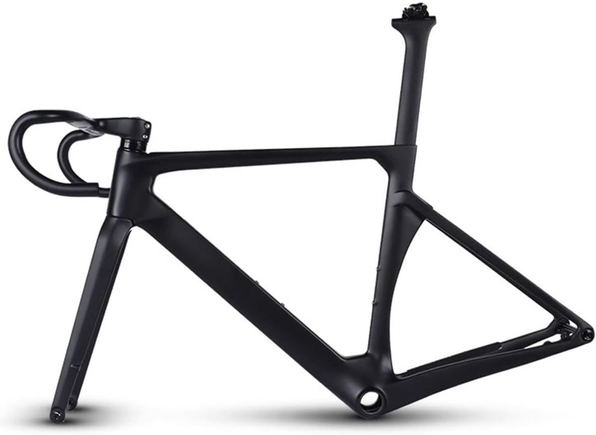 700C Carbon Road Bike Frame – 49 cm – Schijfrem – Volledige Interne Kabelgeleiding – Inclusief Carbon Vork, Zadelpen, Doorlopende As en Geïntegreerd Stuur – Voor BB86 Bracket & 142×12 mm Achteras