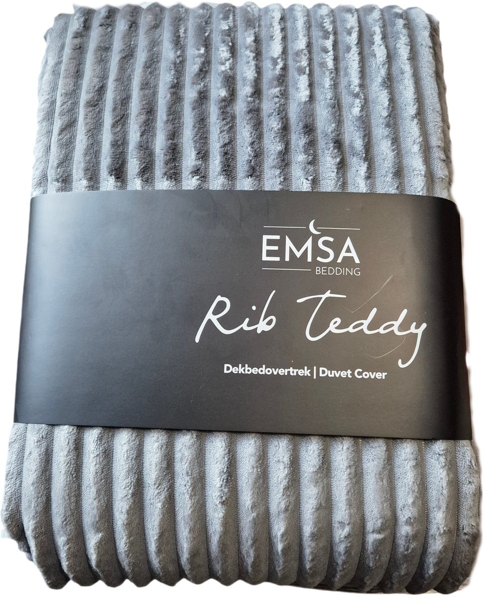 EMSA Dekbedovertrek (sprei) Rib Teddy Antraciet - 240 x 200/220 cm