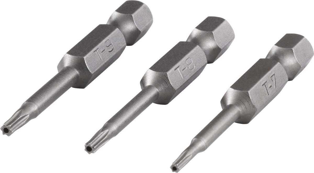 wolfcraft - Micro Bitset - TORX® met boring - Maat 7 / 8 / 9 - 3 delig - 1260000