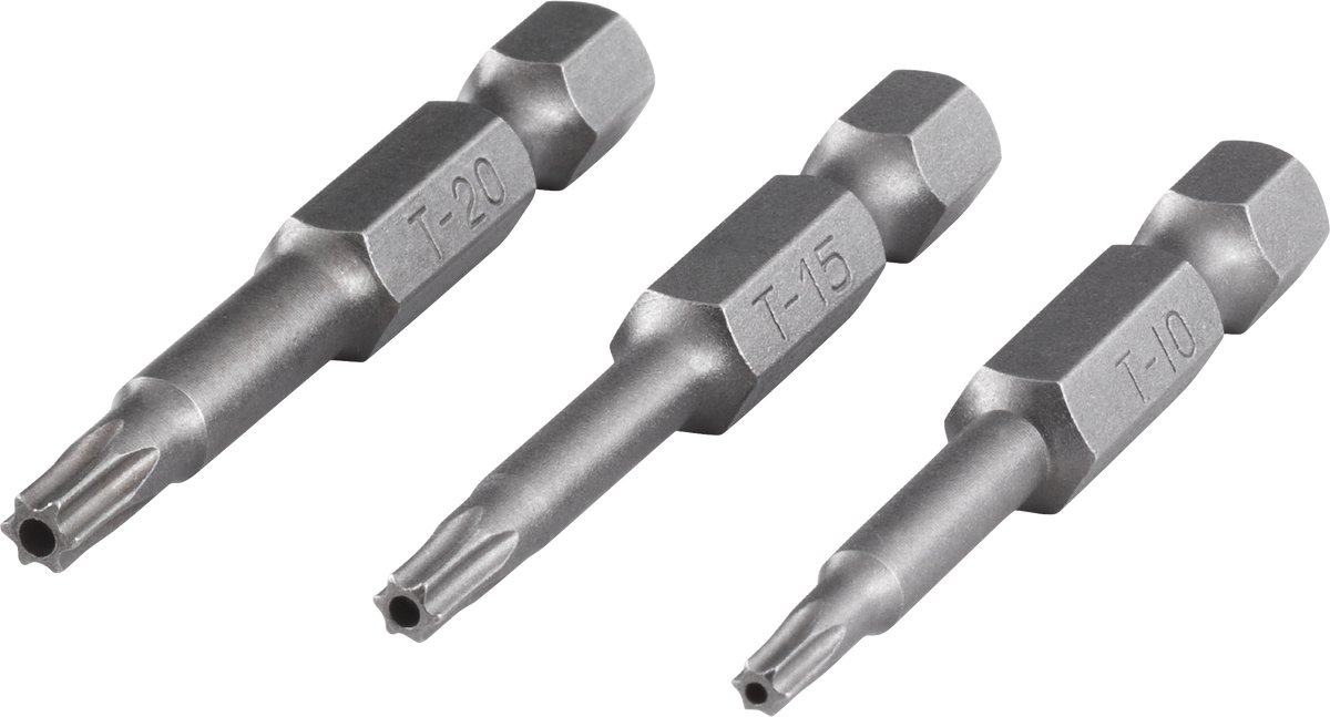 wolfcraft - Bitset - TORX® met boring - Maat 10 / 15 / 20 - 3 delig - 1261000