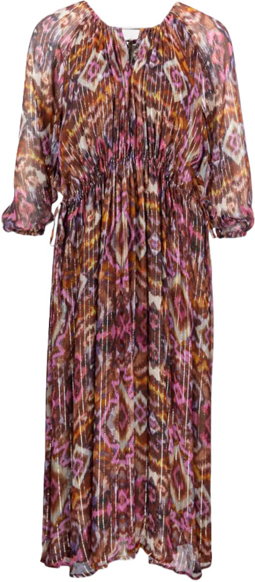 Frogbox • bruin roze midi jurk • maat 36