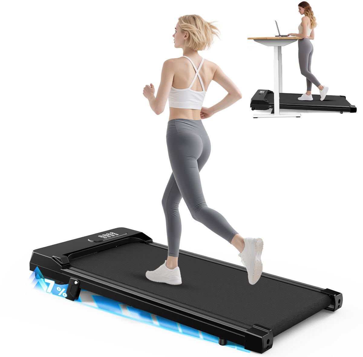 Loopband - elektrische loopband met afstandsbediening Bluetooth en LED-display - 1-10KM/H - voor thuisgebruik en kantoor - Zwart