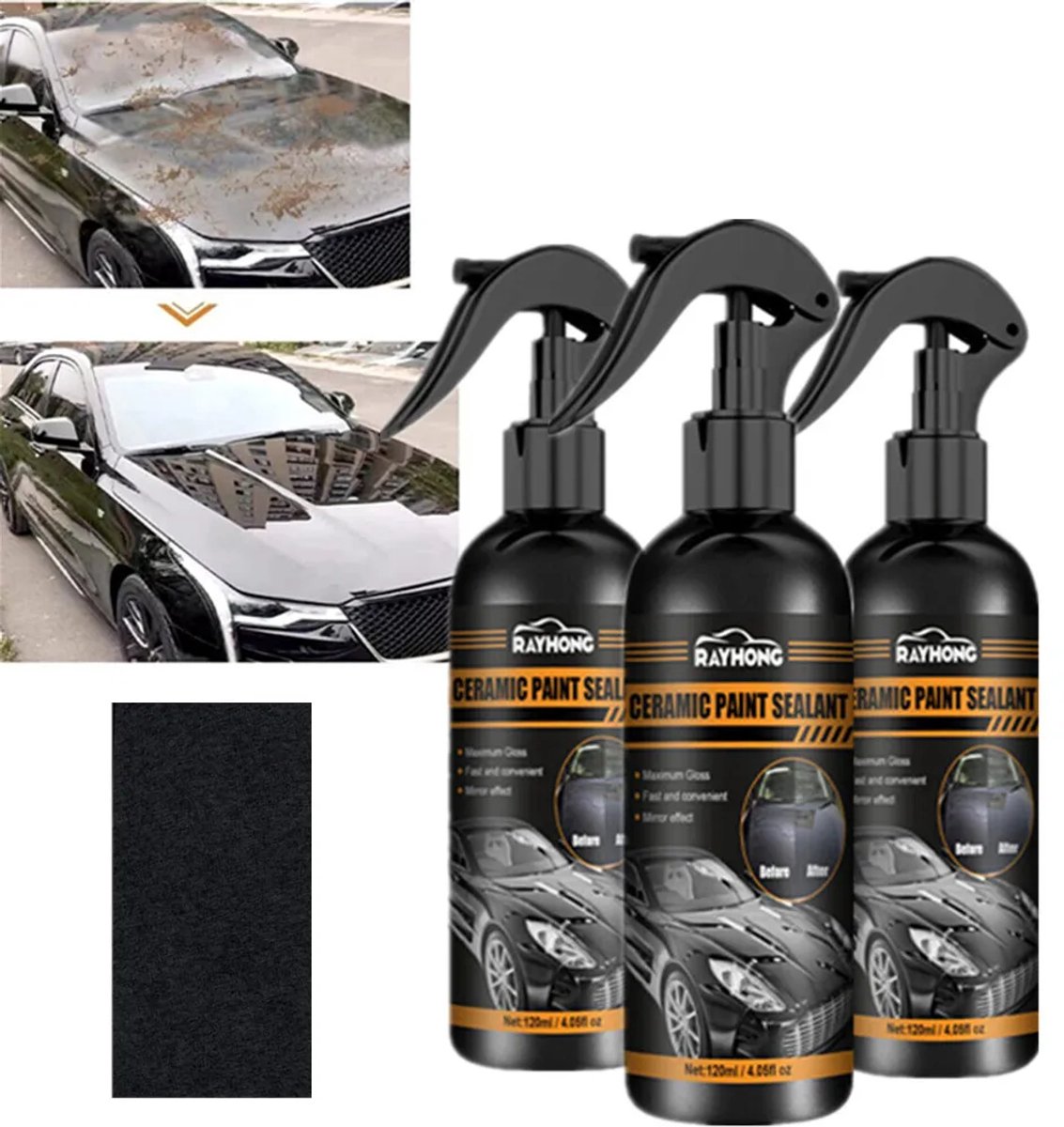 Keramische Autolak Coating Spray – 3 x 120 ml – Nano Paint Sealant – Hoogglans & Bescherming – Waterafstotende Autolak Behandeling