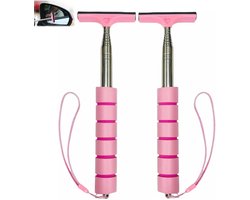 2 stuks - Achteruitkijkspiegelreiniger - Auto-achteruitkijkspiegelreiniger - Telescopische auto-achteruitkijkspiegelreiniger - Draagbare autoreinigingstool - Geschikt voor regenachtig/mistig weer (roze)