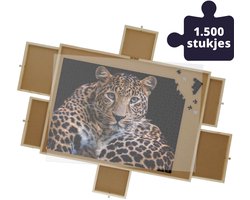 Puzzelplaat voor 1500 Puzzelstukjes met 6 Lades – Puzzelmat met Opbergsysteem -– Puzzelbord van Hout – Puzzeltafel inclusief Afdekplaat - BREND BR-2217