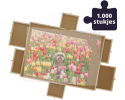 Puzzelplaat voor 1000 Puzzelstukjes met 6 Lades – Puzzelmat met Opbergsysteem – Puzzelbord van Hout – Puzzeltafel inclusief Afdekplaat - BREND BR-2216