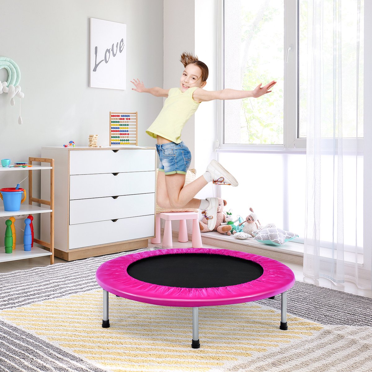 COSTWAY φ Mini-trampoline, 97 cm, opvouwbare trampoline, kindertrampoline tot 150 kg belastbaar, tuintrampoline, indoor- en outdoortrampoline voor kinderen en volwassenen — afbeelding 2