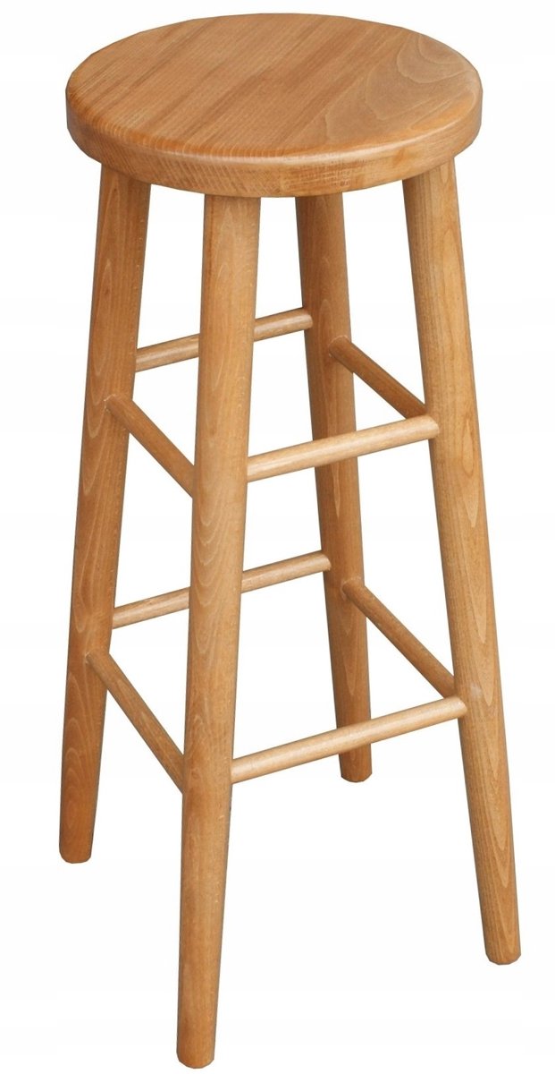 Houten Bar Kruk 81 cm - Massief Beuken Hout - Olfkleurig