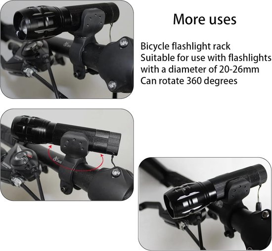 2-pack zwarte, duurzame wandelstokhouder - Wandelstokstandaard - Rolstoelaccessoires - Opvouwbare wandelstokhouder voor elektrische scooters - Accessoires voor wandelstokhouders - Zaklamphouder voor fiets — afbeelding 2