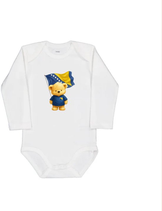 Ours de Bosnie-Herzégovine – Grenouillère à manches longues Wit Bébé (3–6 mois) |le foot | nourrisson