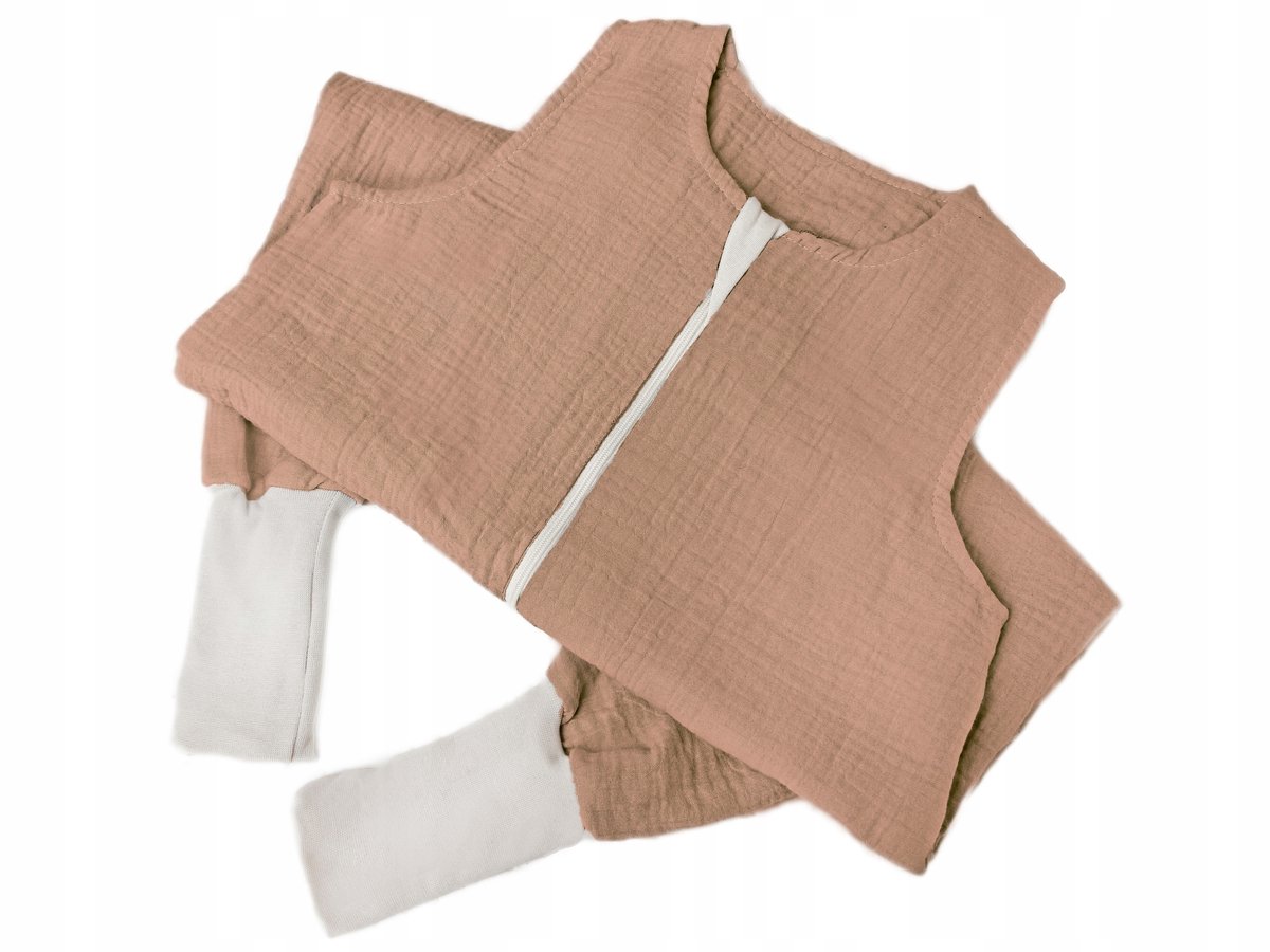Zomerslaapzak met pijpen - MuSlin - Maat 74-92 - Bruin