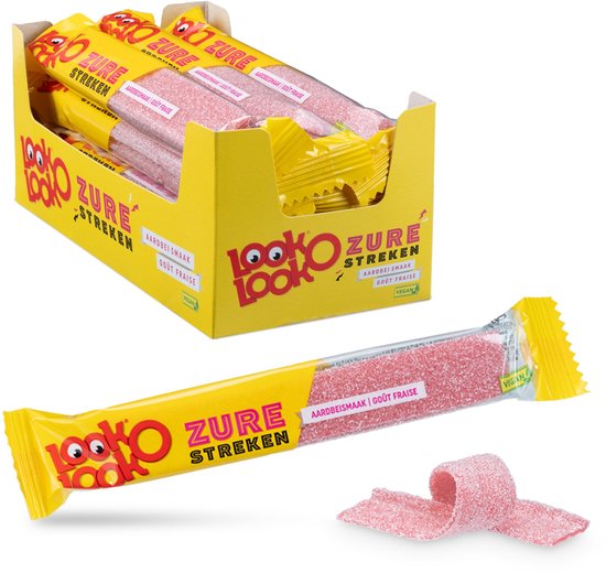 Look O Look Sour Streaks - Snoep - Fraise - Vegan - 12 x 58 g