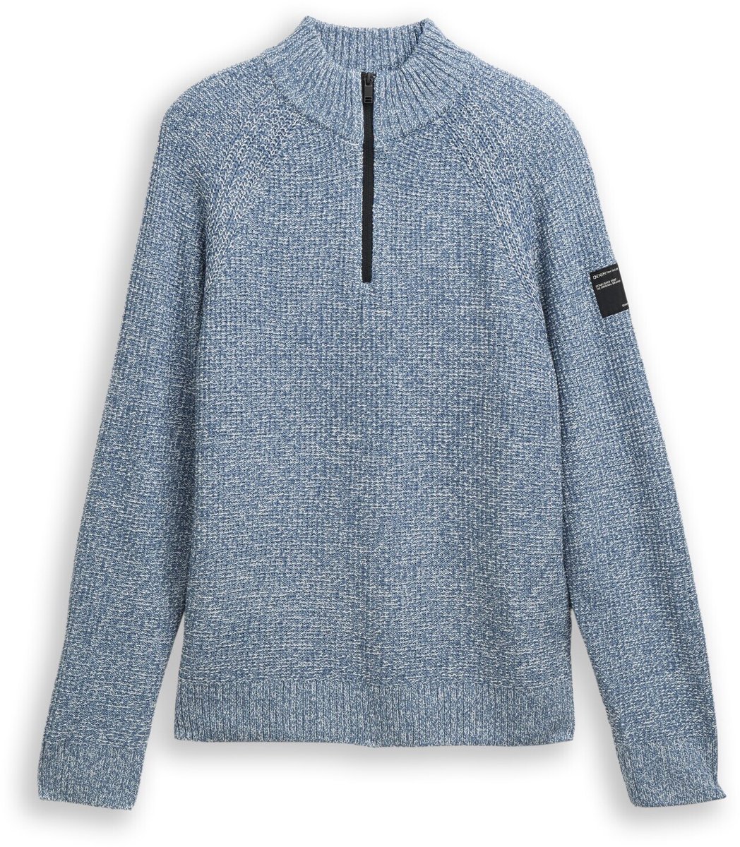 Tom Tailor Denim - Troyer gebreide trui - Maat L - denim blue white mouline