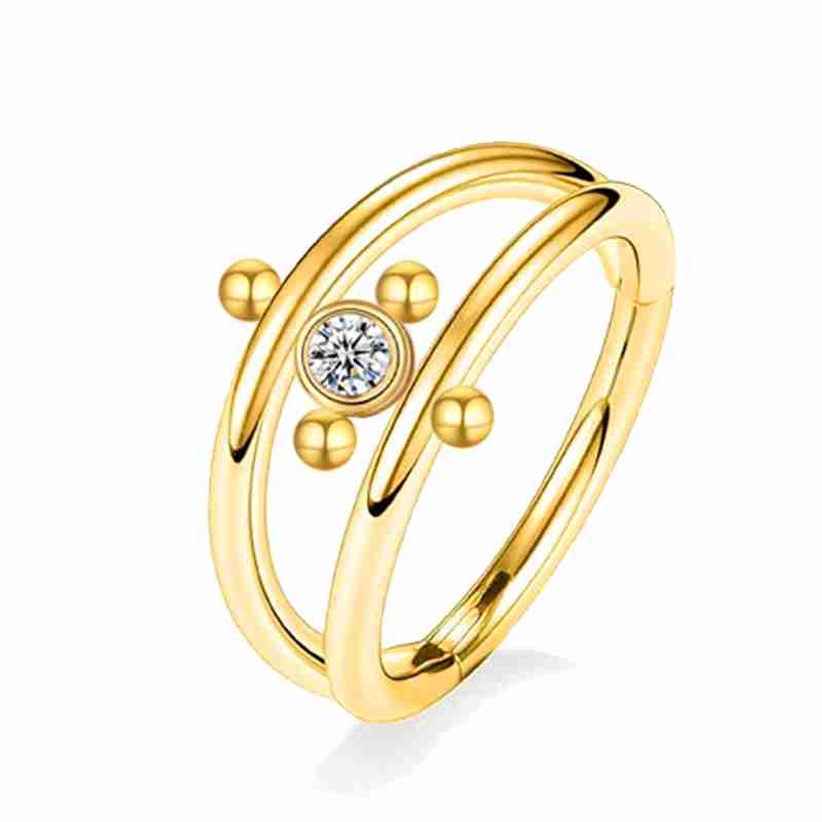 WeLoveSilver - Piercing - Goudkleurig - Kristal en Bolletjes - Helix