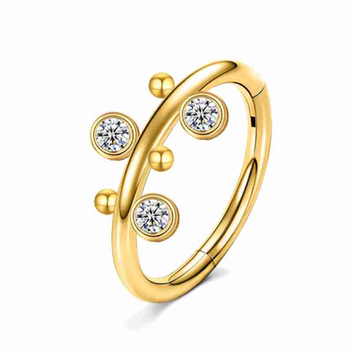 WeLoveSilver - helix piercing - goudkleurig - kristallen - 6mm