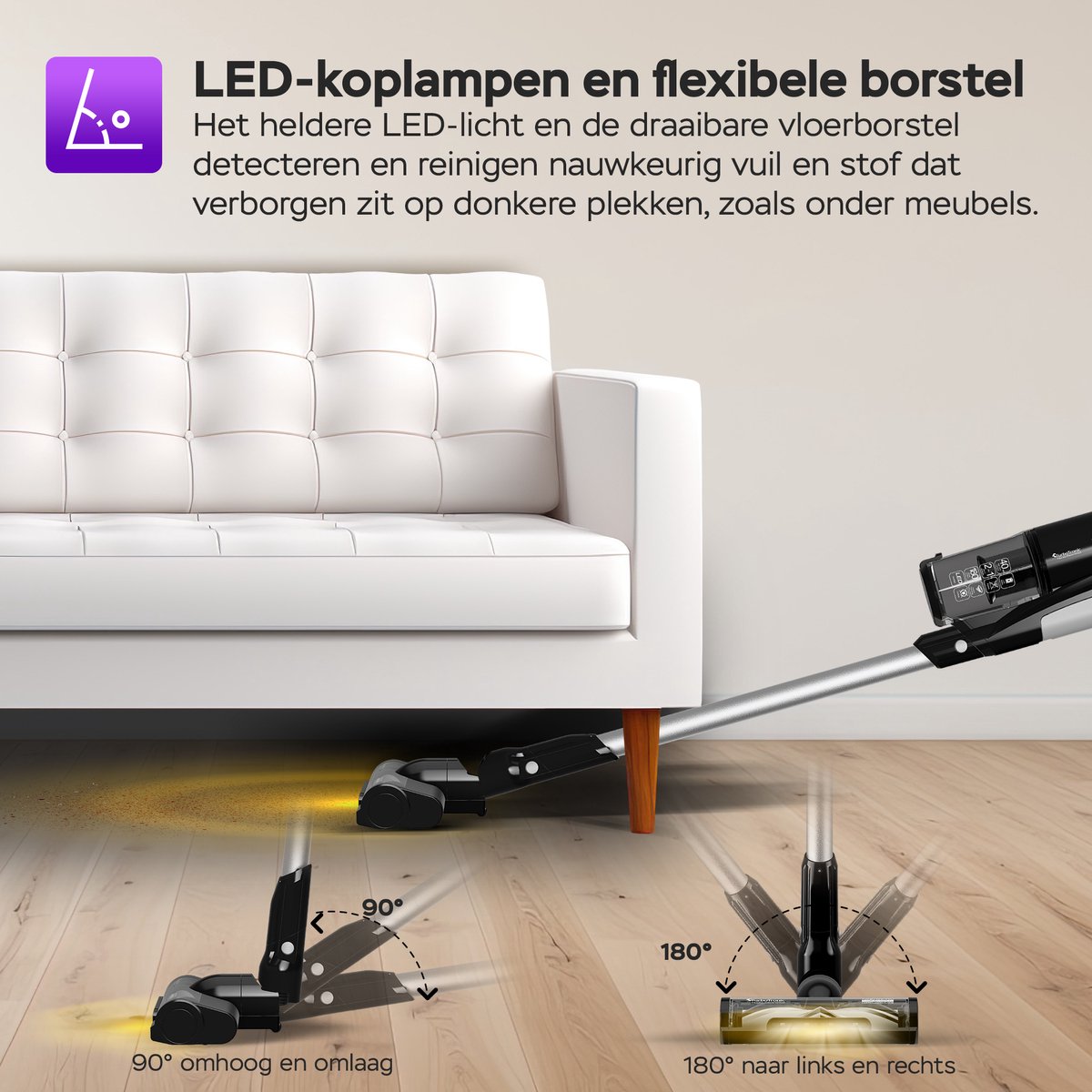 TurboTronic C26 Draadloze Steelstofzuiger met Handstofzuiger- Kruimeldief - Zwart – foto 4