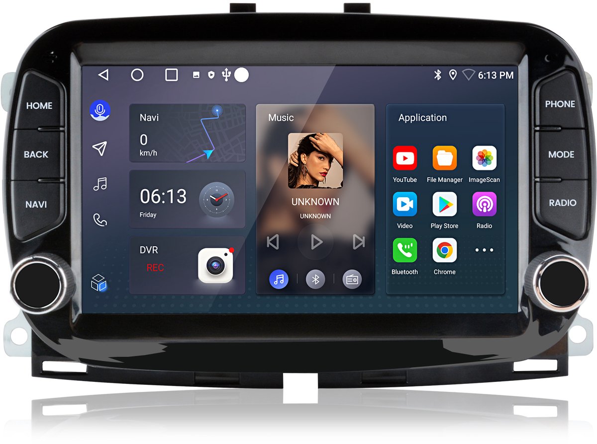 JUNSUN Autoradio - Geschikt voor Fiat 500 2016-2019, - Android 15 - 2+64 GB - Draadloze Carplay & Android Auto - GPS Navi & SWC & Bluetooth & Wifi & DSP