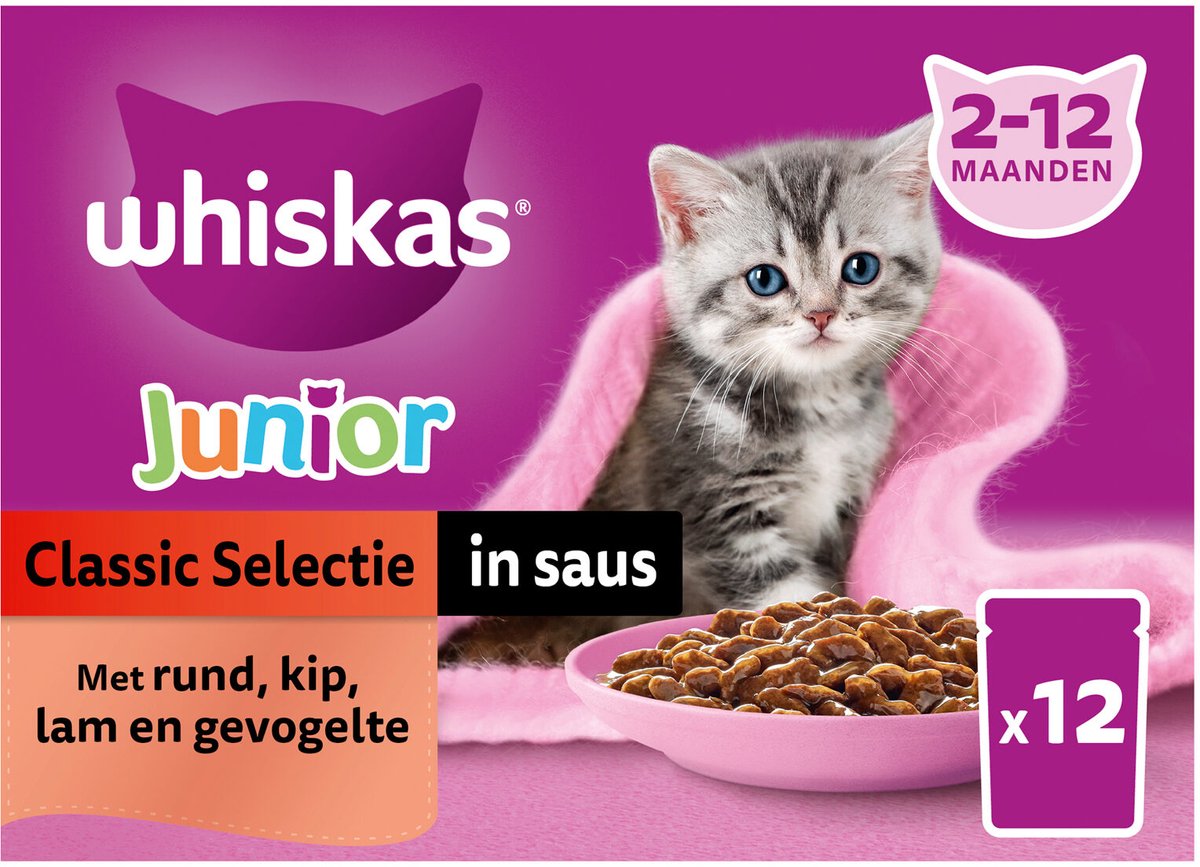 Whiskas Whiskas Junior Natvoer - Classic Selectie in Saus - 24 x 85 gram