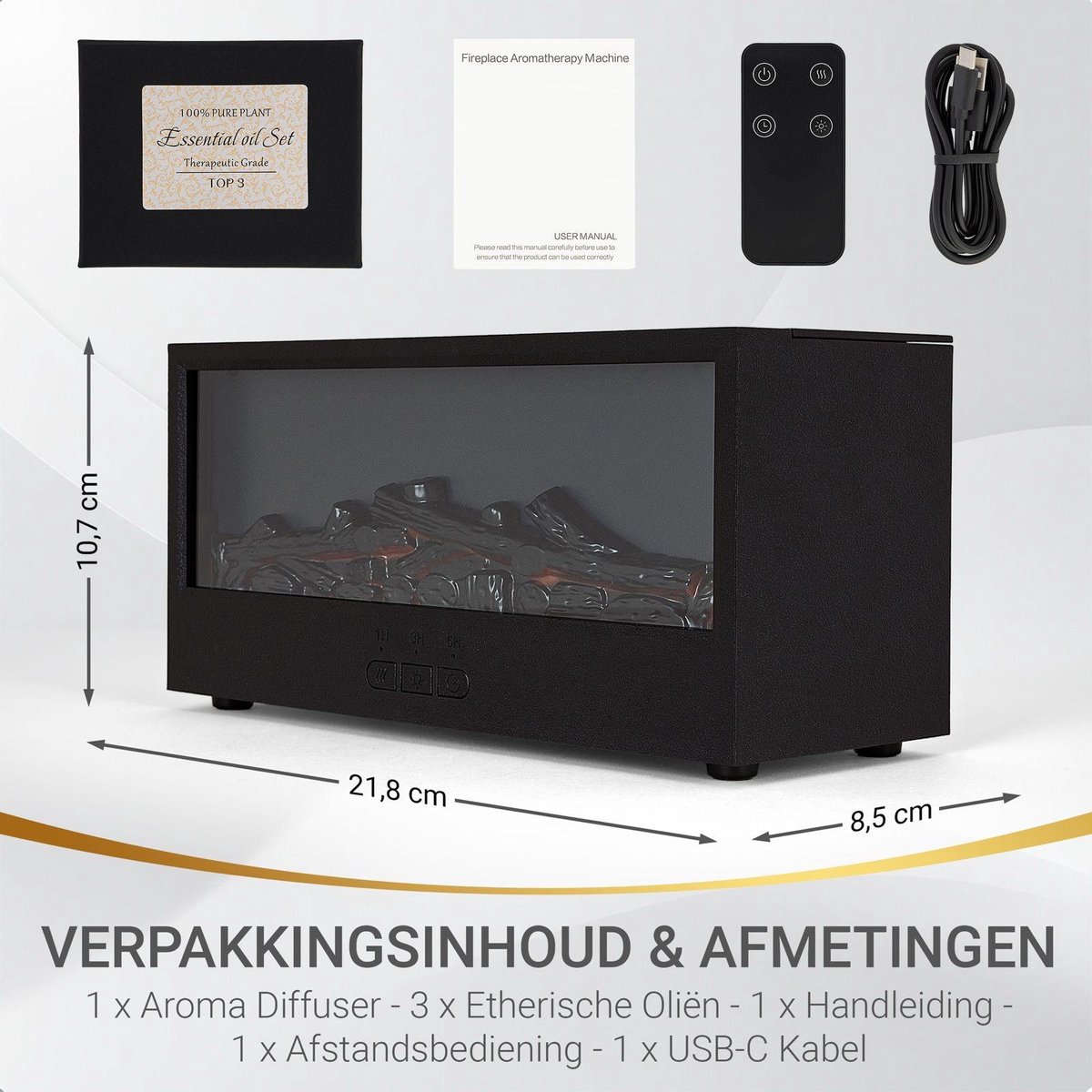 Diffuser - Aroma Difussers - Vlameffect - Geurverspreider - Luchtbevochtiger - Aromatherapie - Led lamp - kleuren - Verstuiver etherische olie - Vernevelaar - 200ml Slaapkamer- Kantoormeubel — cadeau in Wonen & Interieur - foto 6