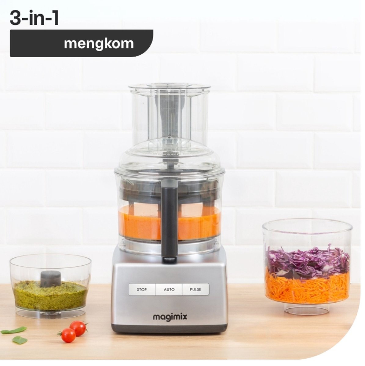 Magimix CS 5200 XL - Foodprocessor - Citruspers - Blokjes & staafjes kit - Rood thumbnail 4