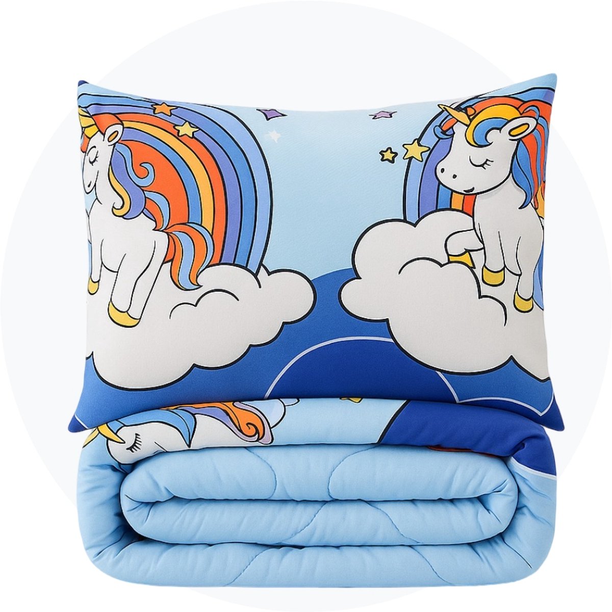 SimplyDream Unicorn Blauw wasbaar dekbed - Eenpersoons - 140x200 cm - Blauw