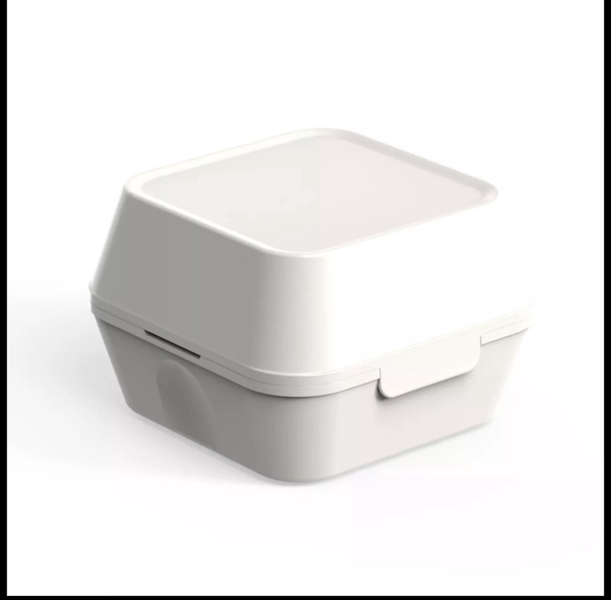 Burger Box XL 125x125x102mm- bio plastic- herbruikbaar- cremewit- 48 stuks