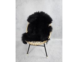 Schapenvacht Albanees – Woondecoratie – Exclusieve collectie – Zwart – 100% echt natuurlijke wollen vacht – 100x90 cm