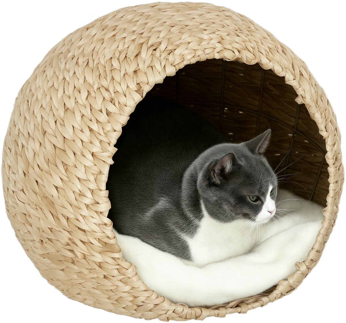 PawHut-Rotan Kattenhuis-Spinrok-45x41x37cm-Bruin
