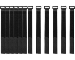 Herbruikbare Kabelbinders Klittenband | 12 stuks | Kabelmanagement | Duurzaam alternatief voor Tie Rips | Hersluitbaar | Kabel oproller | Organizer | Opbergen | 30 cm lang | Zwart