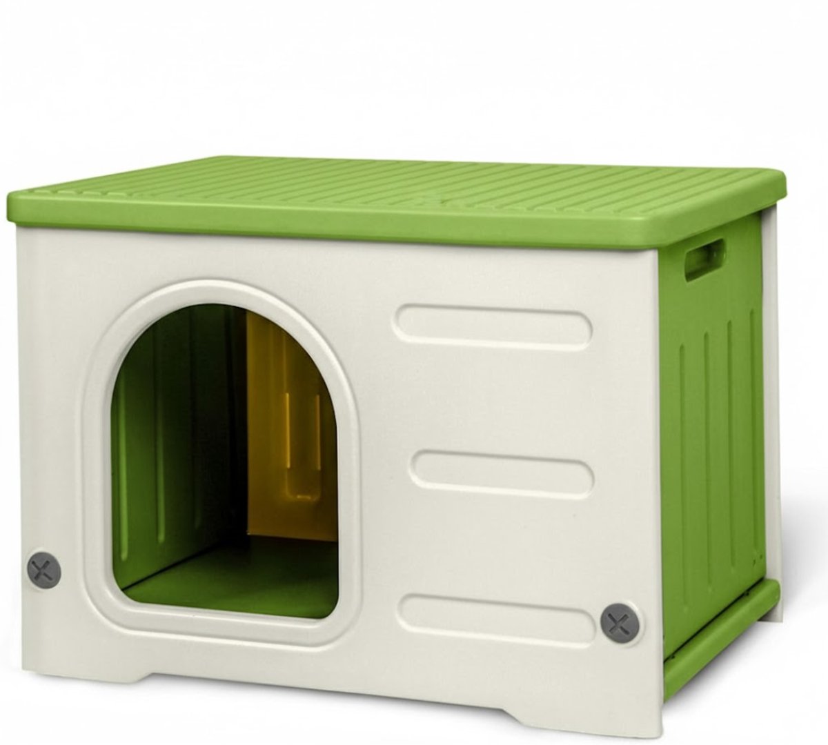 White-Label® Kattenhuis voor Buiten - Kattenhok Binnen - Kattenbench - Kattenren - Wit met groen