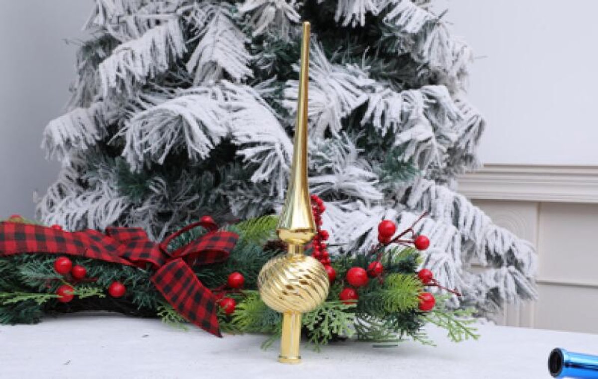 Piek kerstboom - Christmas piek - 28 CM - Kerstboom Piek - kerstboom topper - kerstversiering - kerstboomversiering - Gedecoreerd - Goud – foto 3
