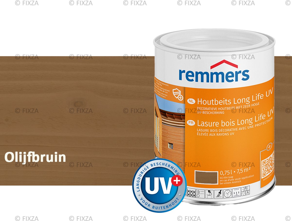 Remmers Long Life Houtbeits UV – olijfbruin – 0,75 Liter – Duurzame houtbescherming met maximale UV-bescherming