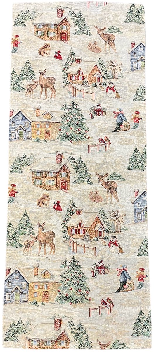 Tafelloper - Gobelinstof - Kerst - Snowy Mountains - Loper 45 x 140 cm