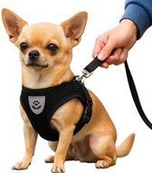 Reflecterend Drukvrij Harnas – Maat S Zwart – Borstomtrek 26 – 32 cm – Voor Honden en Katten