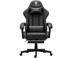 HICON® Gamestoel – Gamestoel met voetsteun - Gamestoel voor PC & Console – Verstelbaar | Lambeth - Zwart