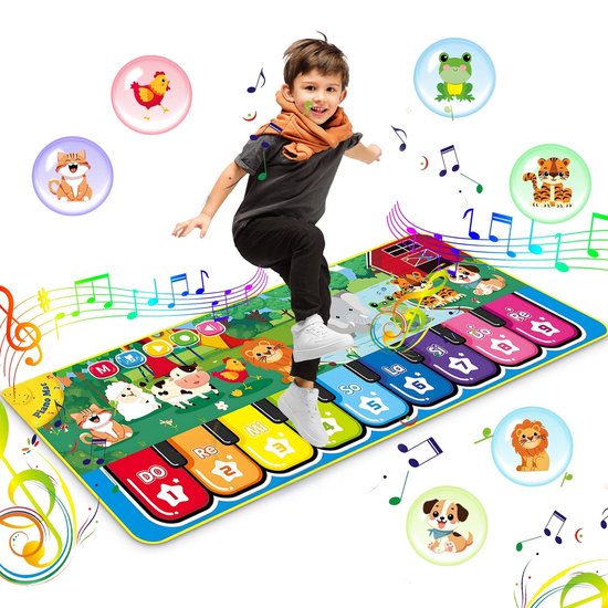 Pumpify Dansmat – Pianomat – Muziekmat – Speelmat – Bosboerderij – Speelgoed - 1 jaar - 2 jaar - 3 jaar - 4 jaar – 5 jaar – 6 jaar - Voor Kinderen - Voor Jongens - Voor Meisjes – 110x43 cm – Speelgoedboek