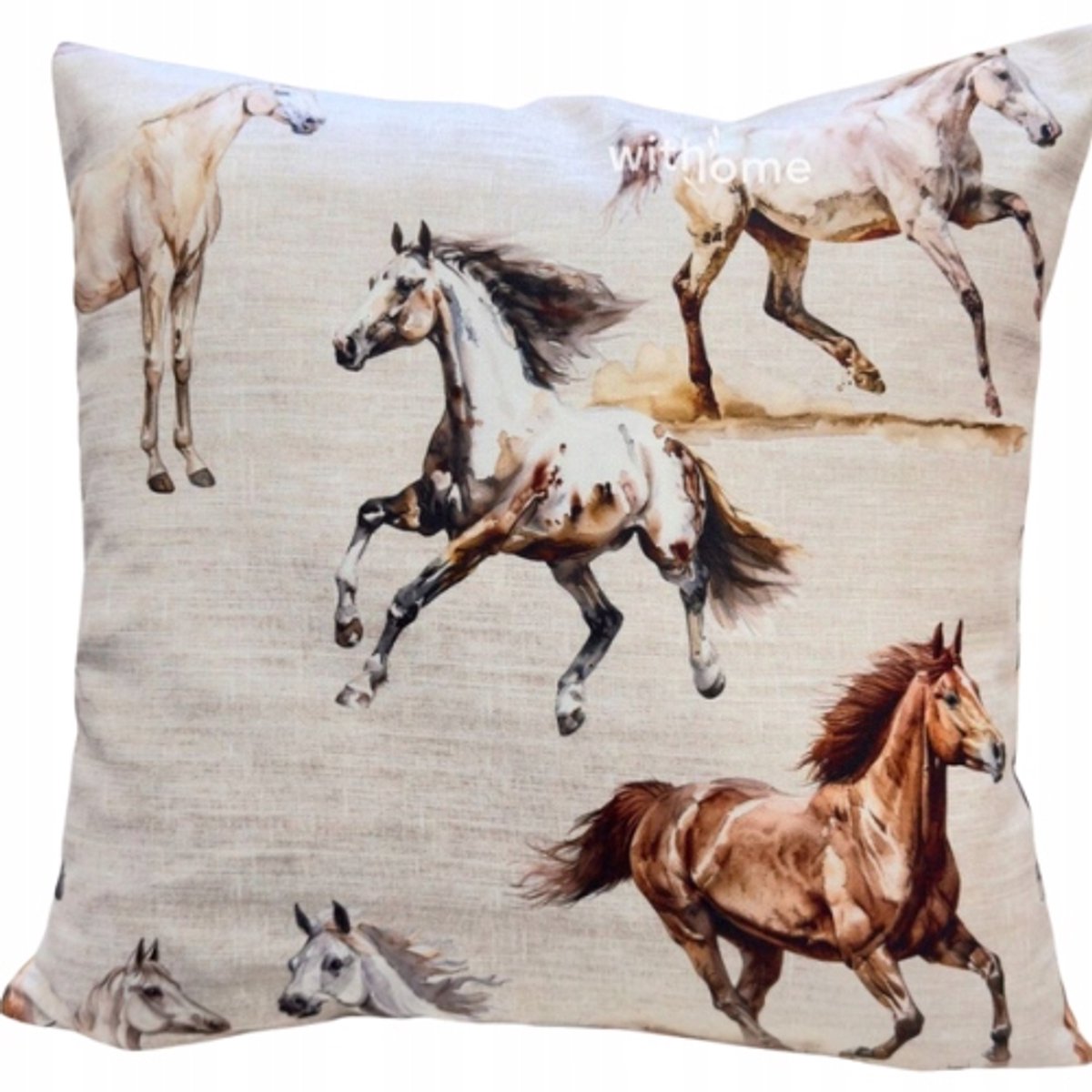 Decoratieve velours kussensloop met paardenmotief 40x40 cm voor kinderkamer