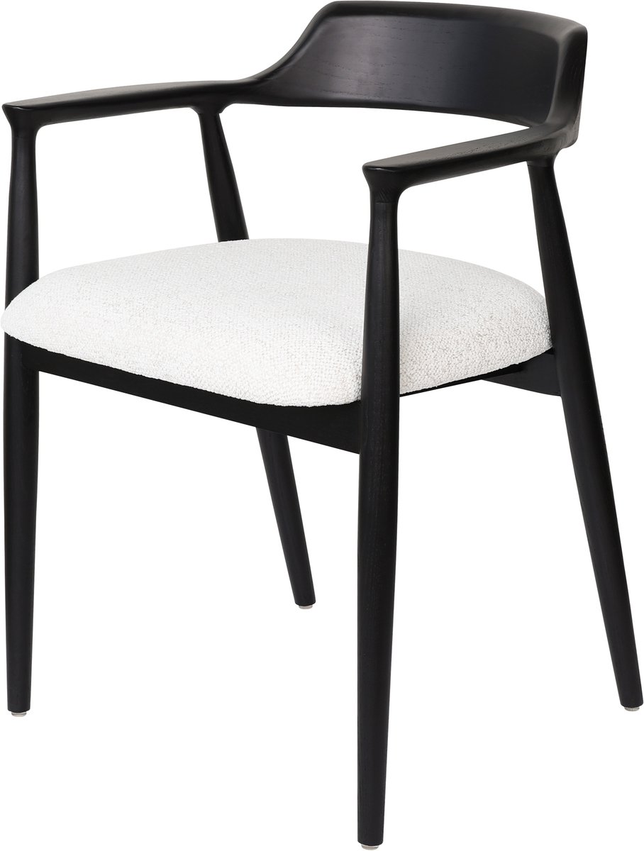 Houten Stoel Eden - Zwart/Wit, Kennedy Stoel, Tijdloos Design, Gestoffeerde Zitting