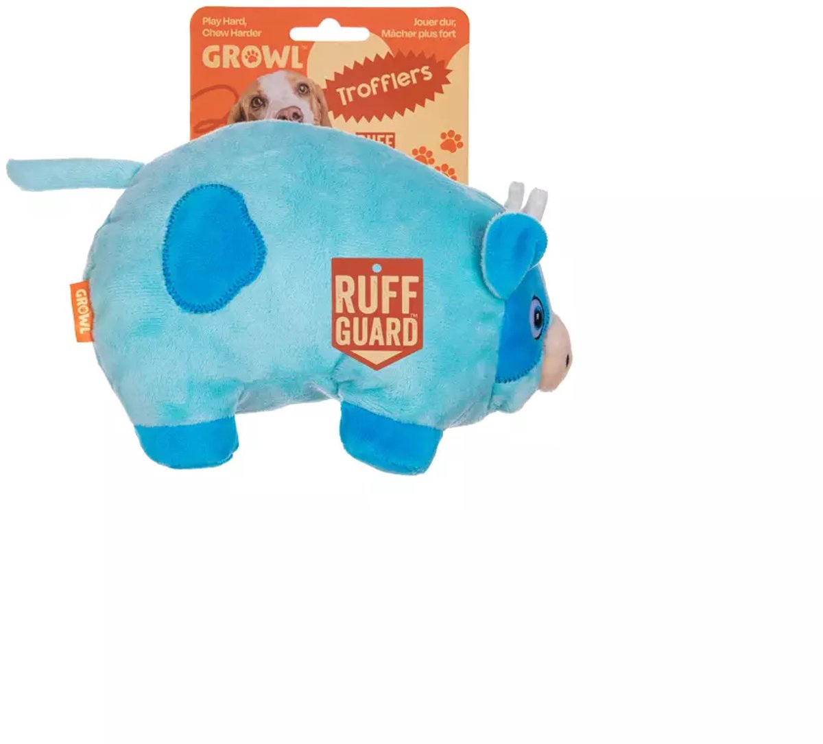 Growl Trofflers Hondenspeeltje met Pieper - Hondenknuffel - Kauwspeelgoed en Trektouw voor Alle Honden - Moo Moo de Koe